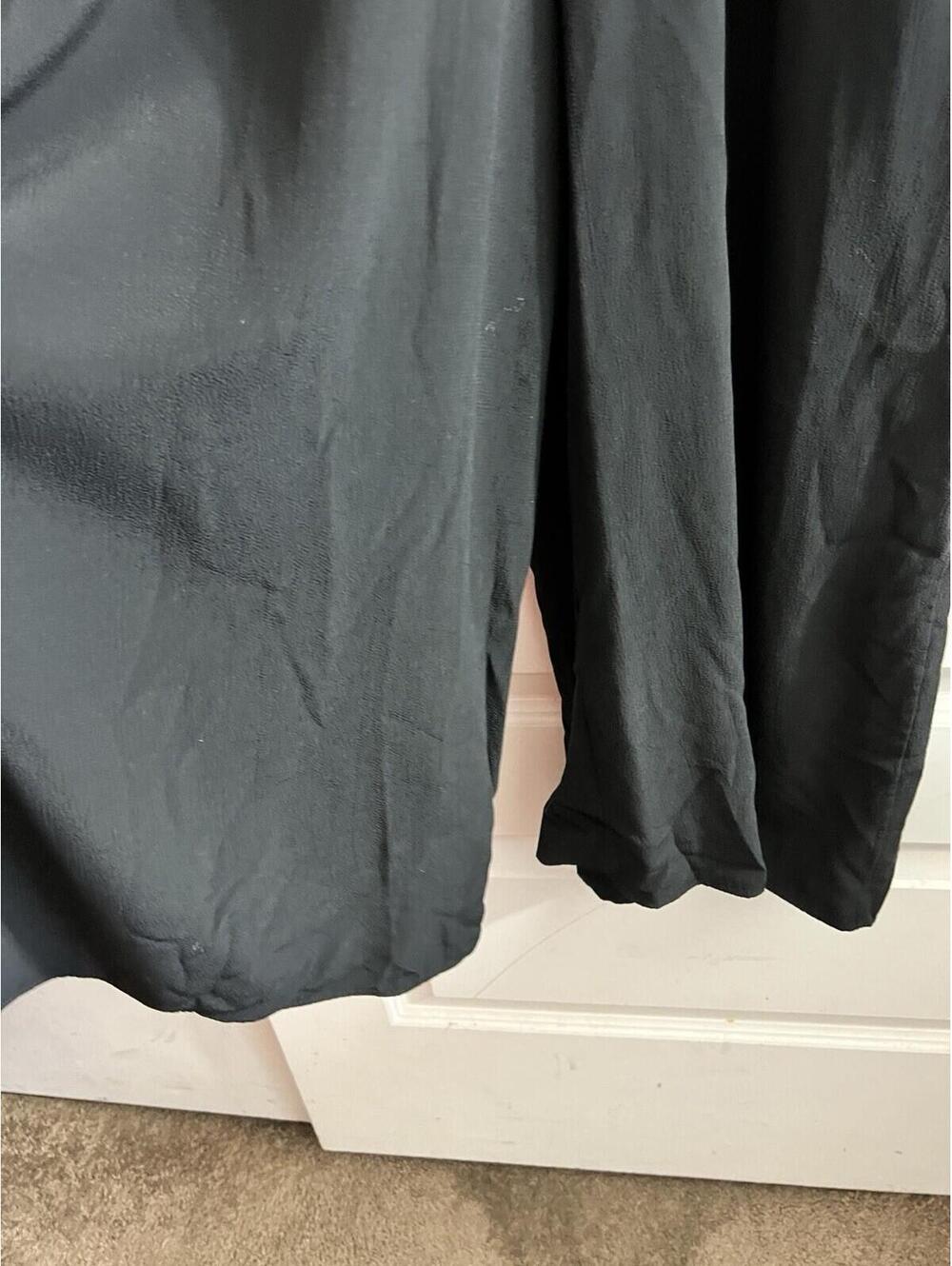 Eileen Fisher Black Wide Leg Jumpsuit Drawstring Waist Sz L Cropped Boho - Picture 6 of 9